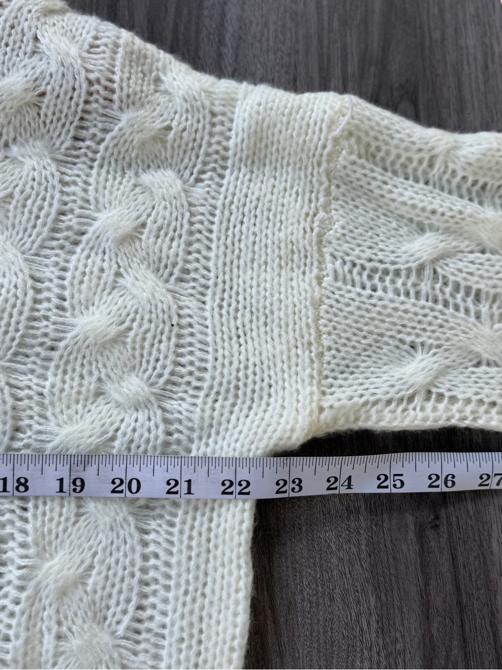 Cream White Open Cable Knit Hooded Sweater Women XXL V-Neck Slouchy Pullover - Picture 11 of 12